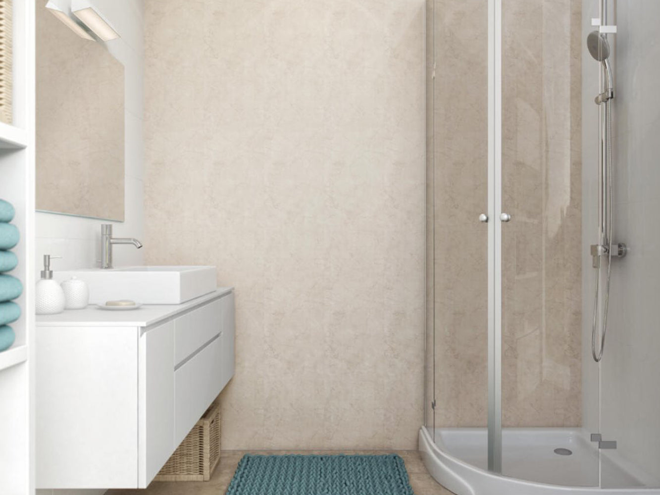 Guardian Neptune PVC Shower Panel 1000mm x 2400mm x 10mm - Travertine