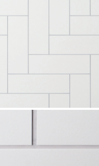 Grout Line Riven White Straight Herringbone 1000mm x 2400mm